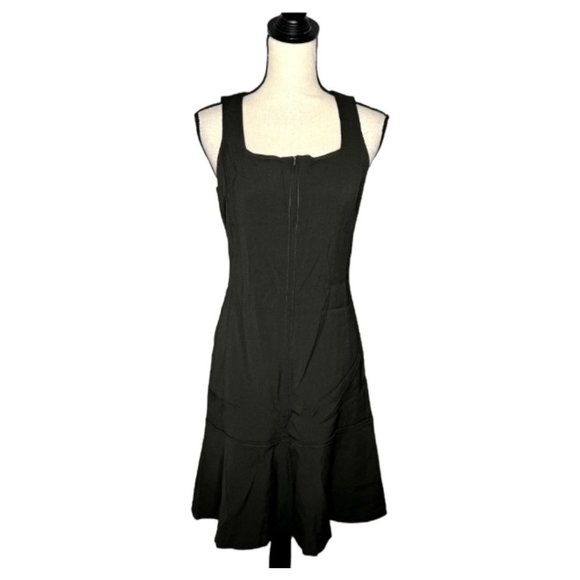 Club Monaco Black Sleeveless Square Neckline A-Line Zip Up Front Dress Size 4 - Picture 10 of 10